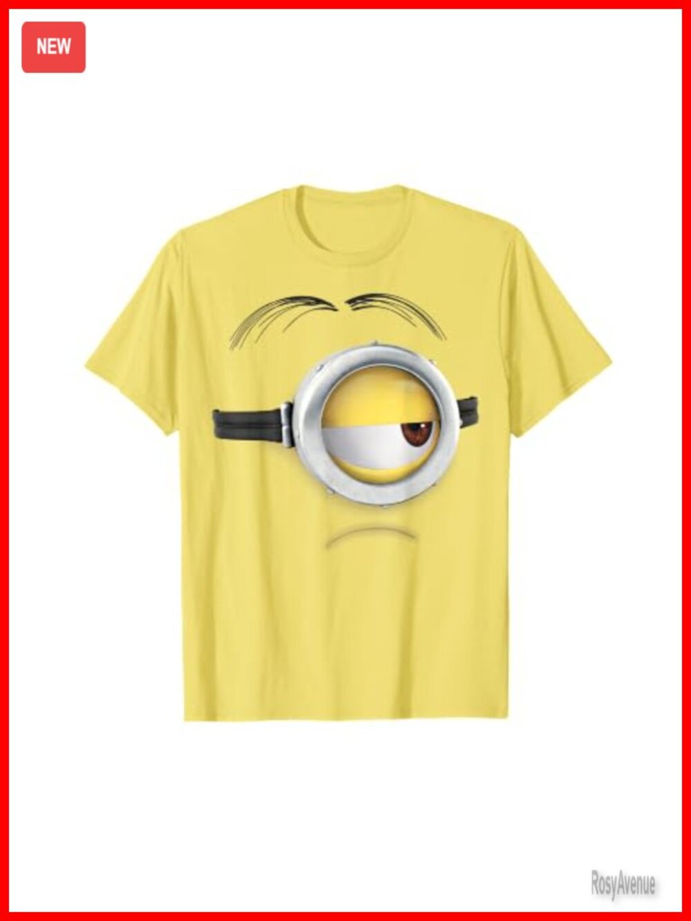 Minions Stuart Frown Face Graphic Tee Classic Fit Crew Neck Short Sleeve